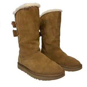 Ugg Australia Allegra Bow II Chestnut Suede Boots 1102931 Women - Sz 9